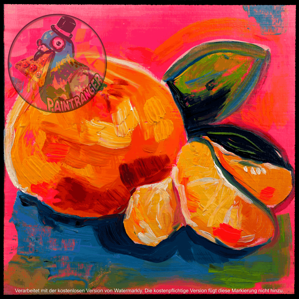 Clementine No. 04 printable food art by Paintranger, a juicy clementine painted in oils with loose brushwork
