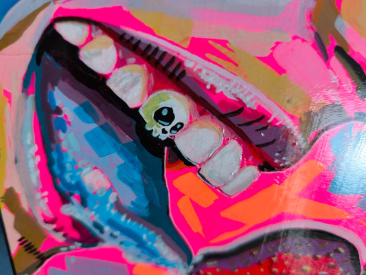 Tongue and Strawberry – Surreales Erdbeer-Originalkunstwerk