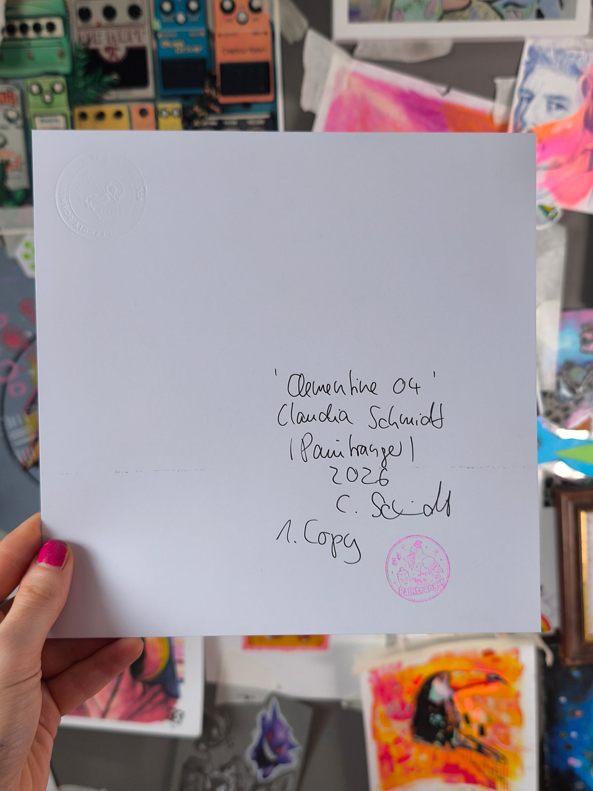 Back of Clementine No. 04 hand-signed art print with artist finish