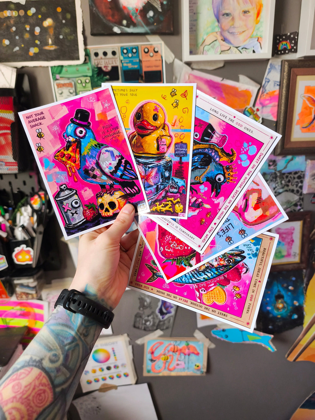 Collectible Candy Decay art postcard signed by artist Paintranger and shipped worldwide through the monthly postcard club.