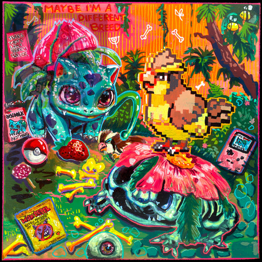 Save Point 11:59 printable art by Paintranger, vivid Candy Decay wall art about time, endings and impermanence.