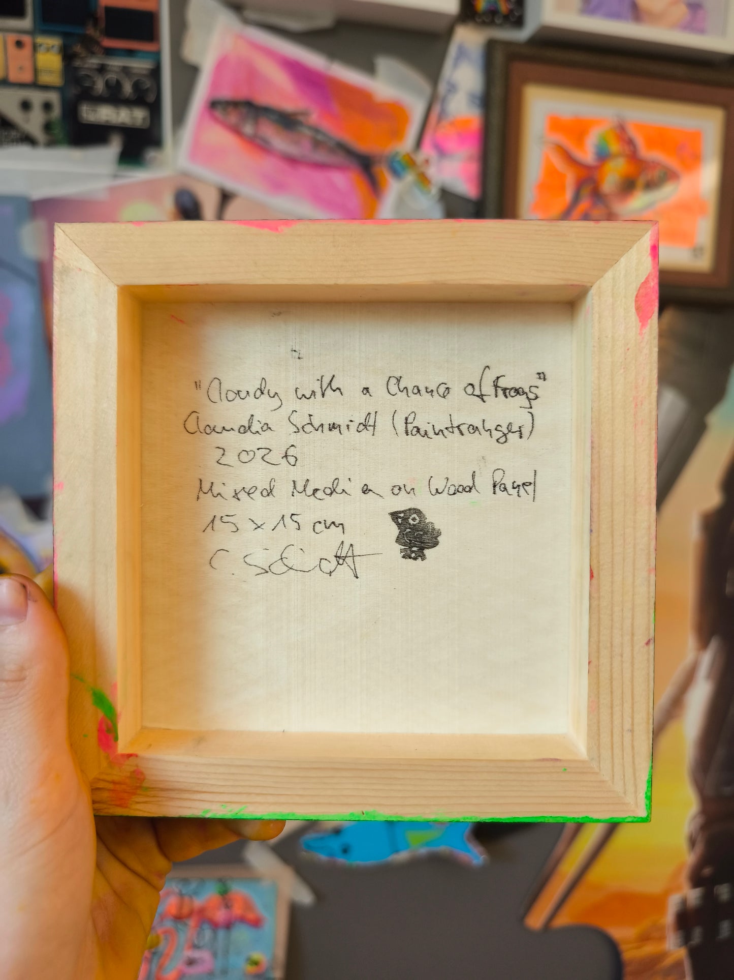 Cloudy with the Chance of Frogs – Surreal Frog Rain Original Artwork