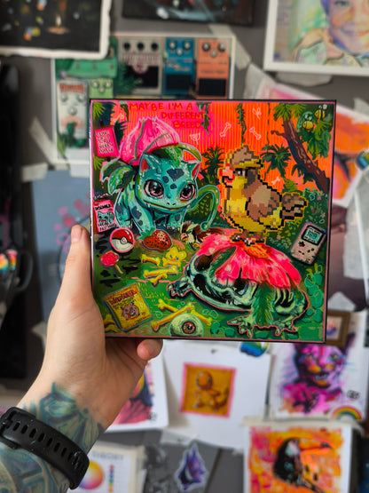 Save Point 11:59 – Original Mixed Media Painting on Wood Panel