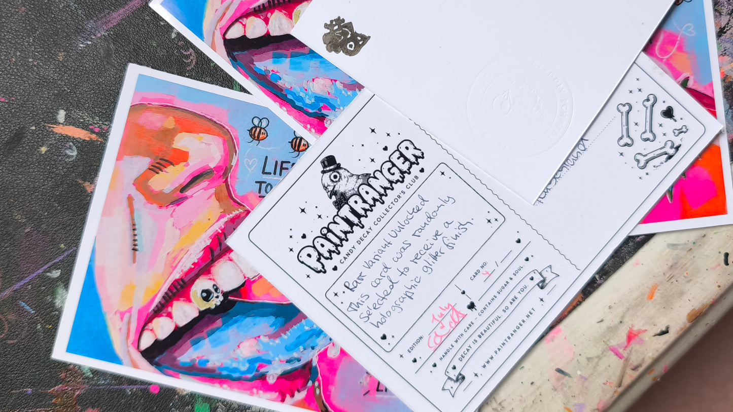 Candy Decay Postcard Club — Monatliche Sammelkunst-Drops