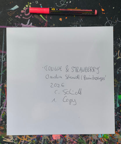 Tongue and Strawberry – Colorful Surreal Wall Art Print | Handsigned Candy Decay Artwork