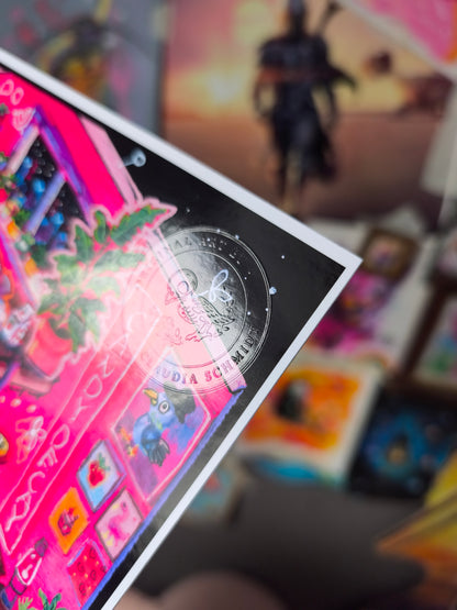 Inside the Candy Decay Apartment – Handsigned Colorful Pop Surreal Art Print | Cozy Creative Room Art