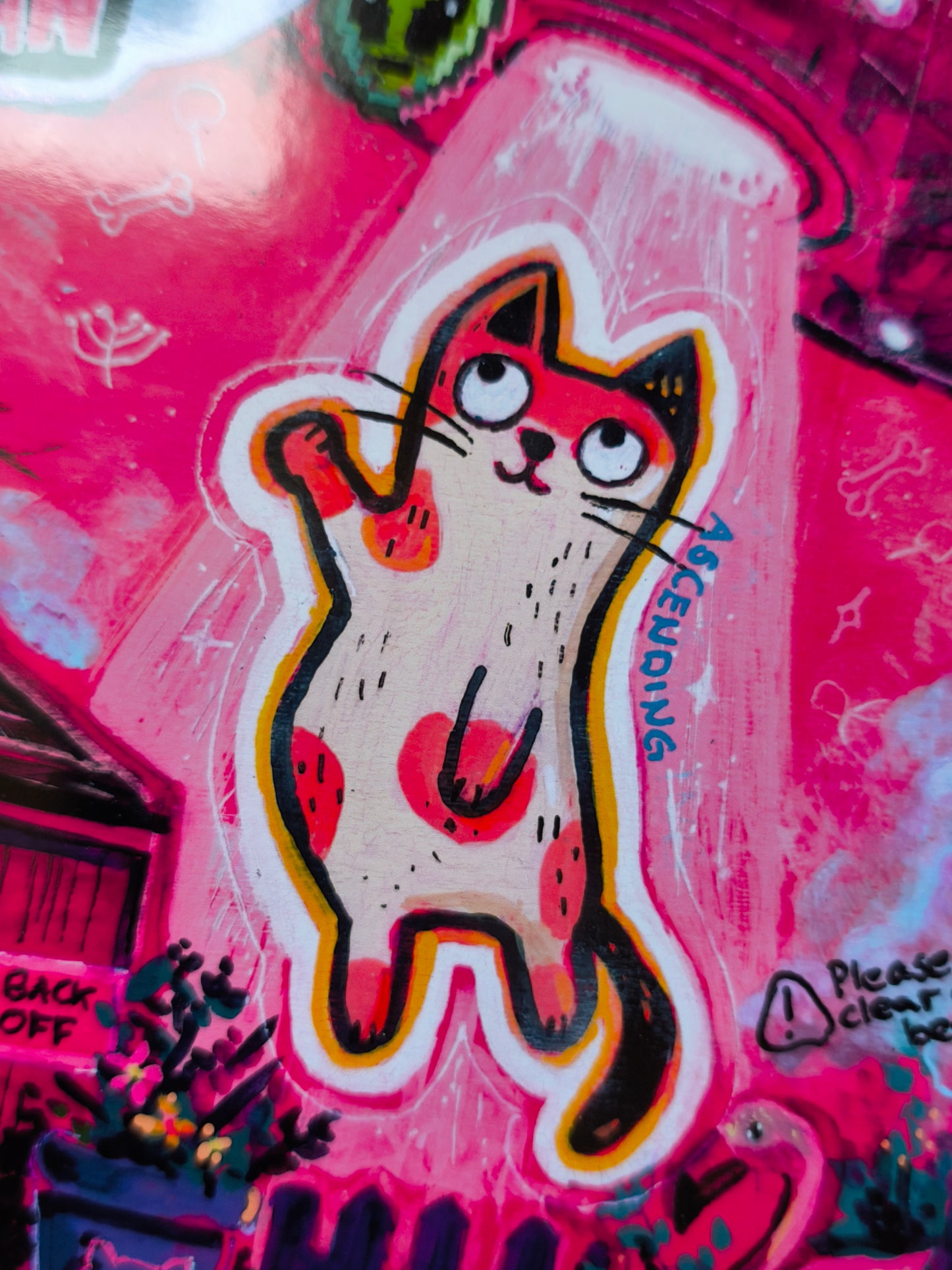 Not Today, The Feelings Are Huge – Buntes Katzen-Kunstdruck | Candy Decay Kunstwerk