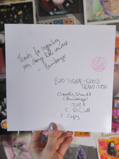 Bad Signal, Good Transition – Hand-Signed Art Print | Trans Pride Shark Art