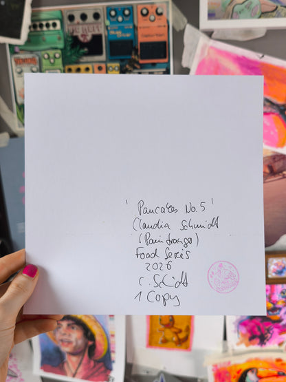 Back of Pancake No. 05 hand-signed art print with artist finish