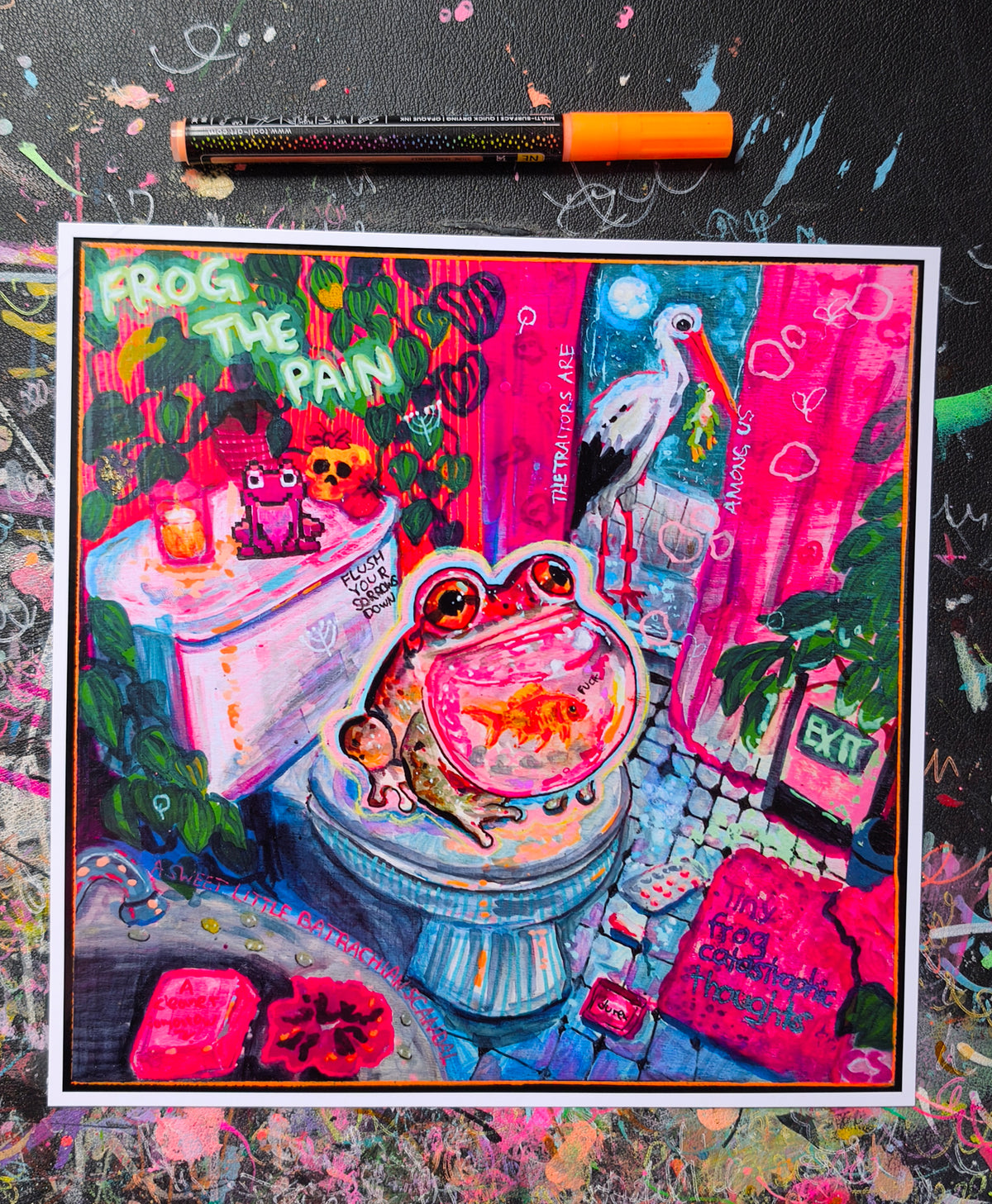 The Frog Chronicles Everything Is Fine-ish Candy Decay print detail