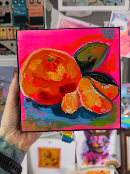 Clementine No. 04 Food Study original oil painting detail