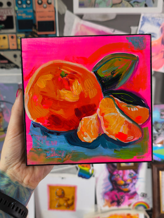 Clementine No. 04 Food Study original oil painting detail