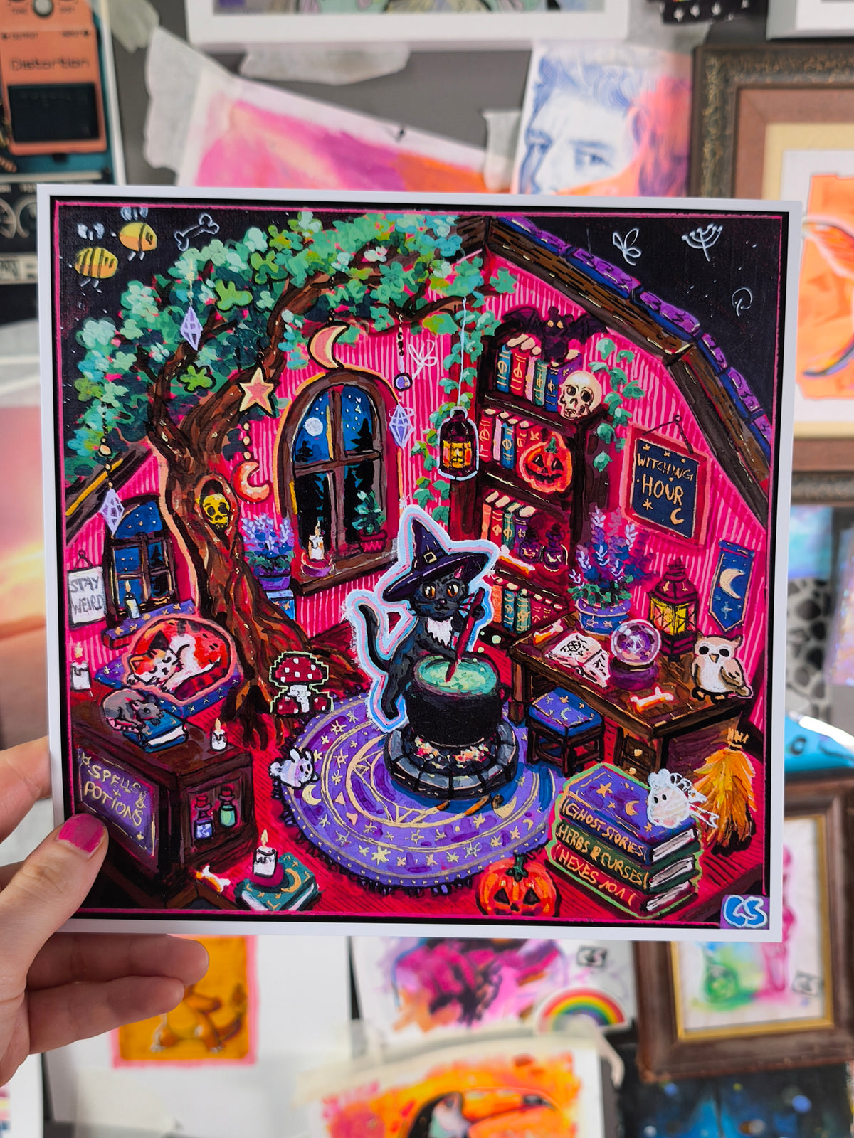 Hexes hand-signed Halloween witch art print by Paintranger