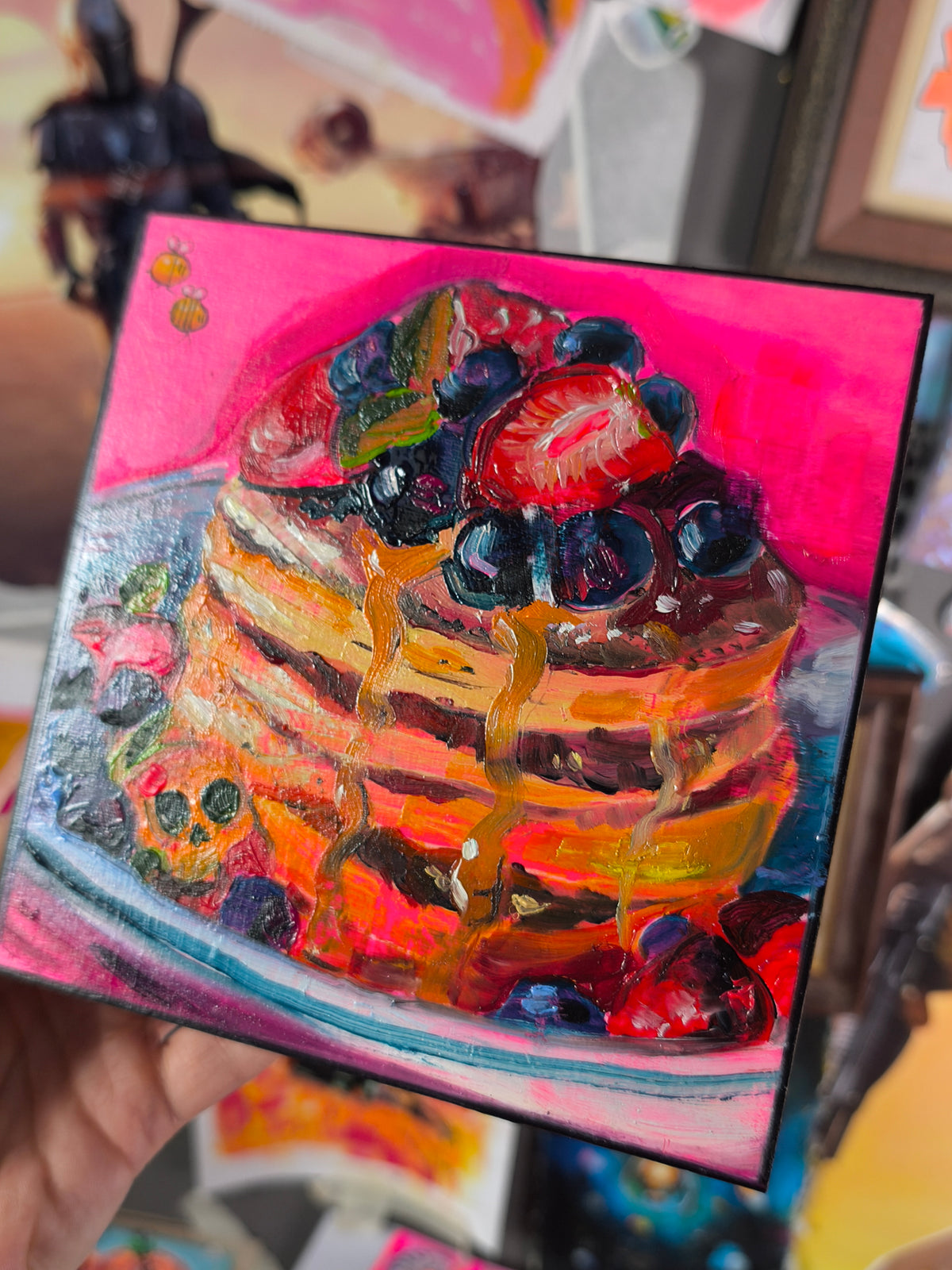 Pancake No. 05 original oil painting 15 x 15 cm by Paintranger