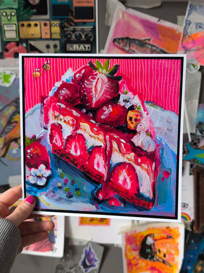 Strawberry Tarte No. 06 hand-signed Food Study art print by Paintranger