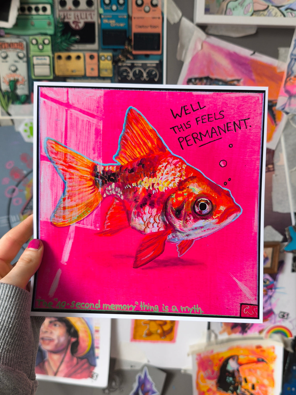 Well This Feels Permanent hand-signed goldfish art print by Paintranger