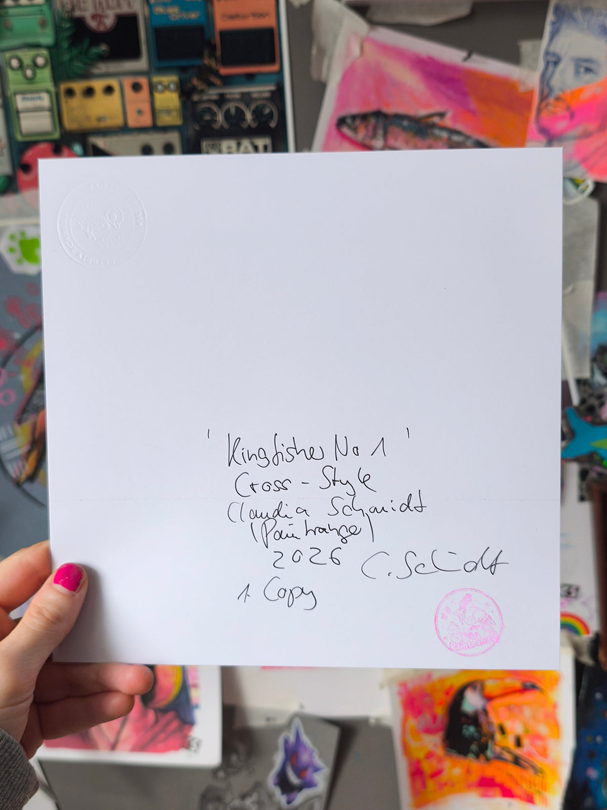 Kingfisher No. 01 signed and embossed print detail