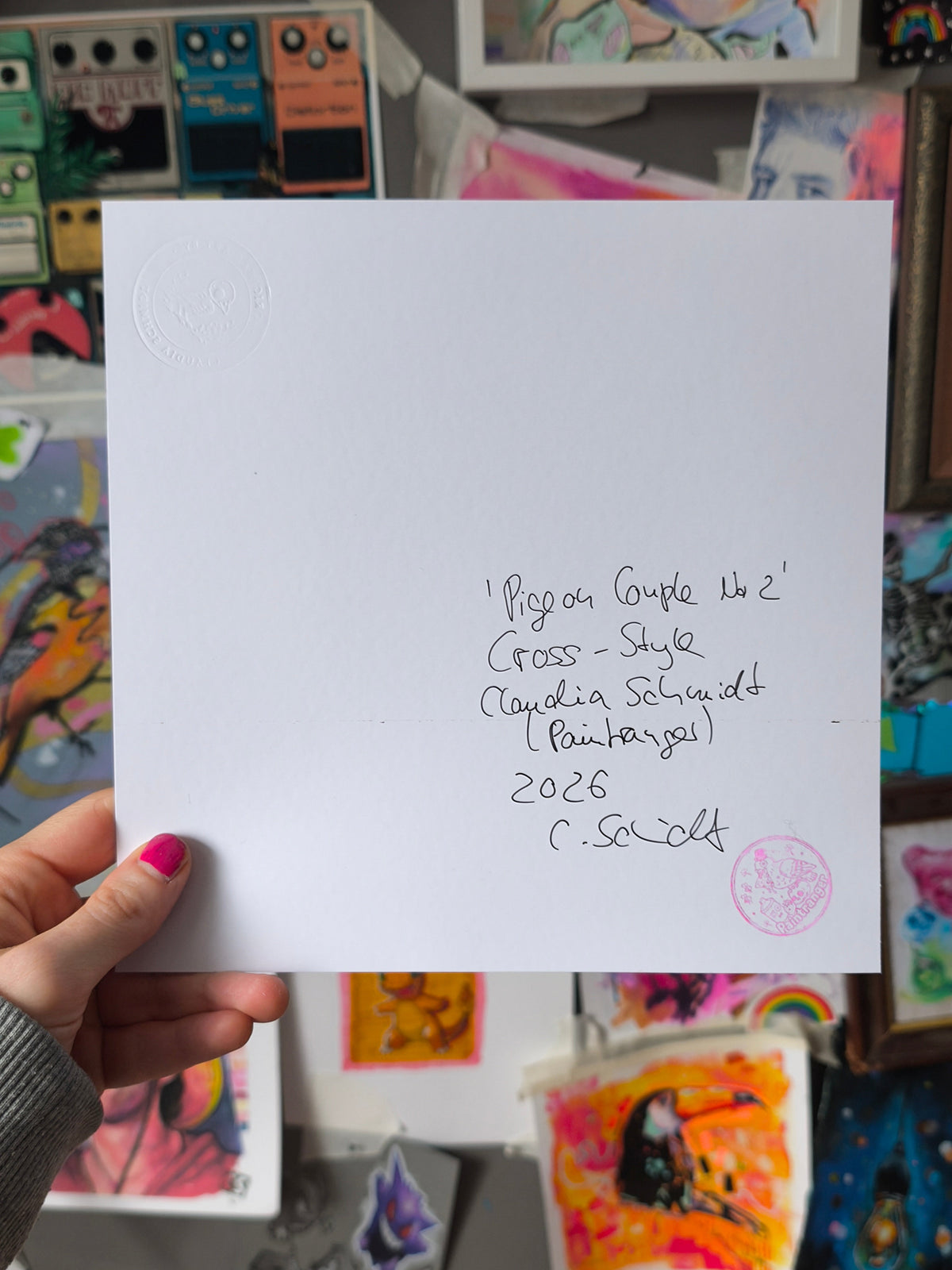 Pigeon Couple No. 02 signed print detail