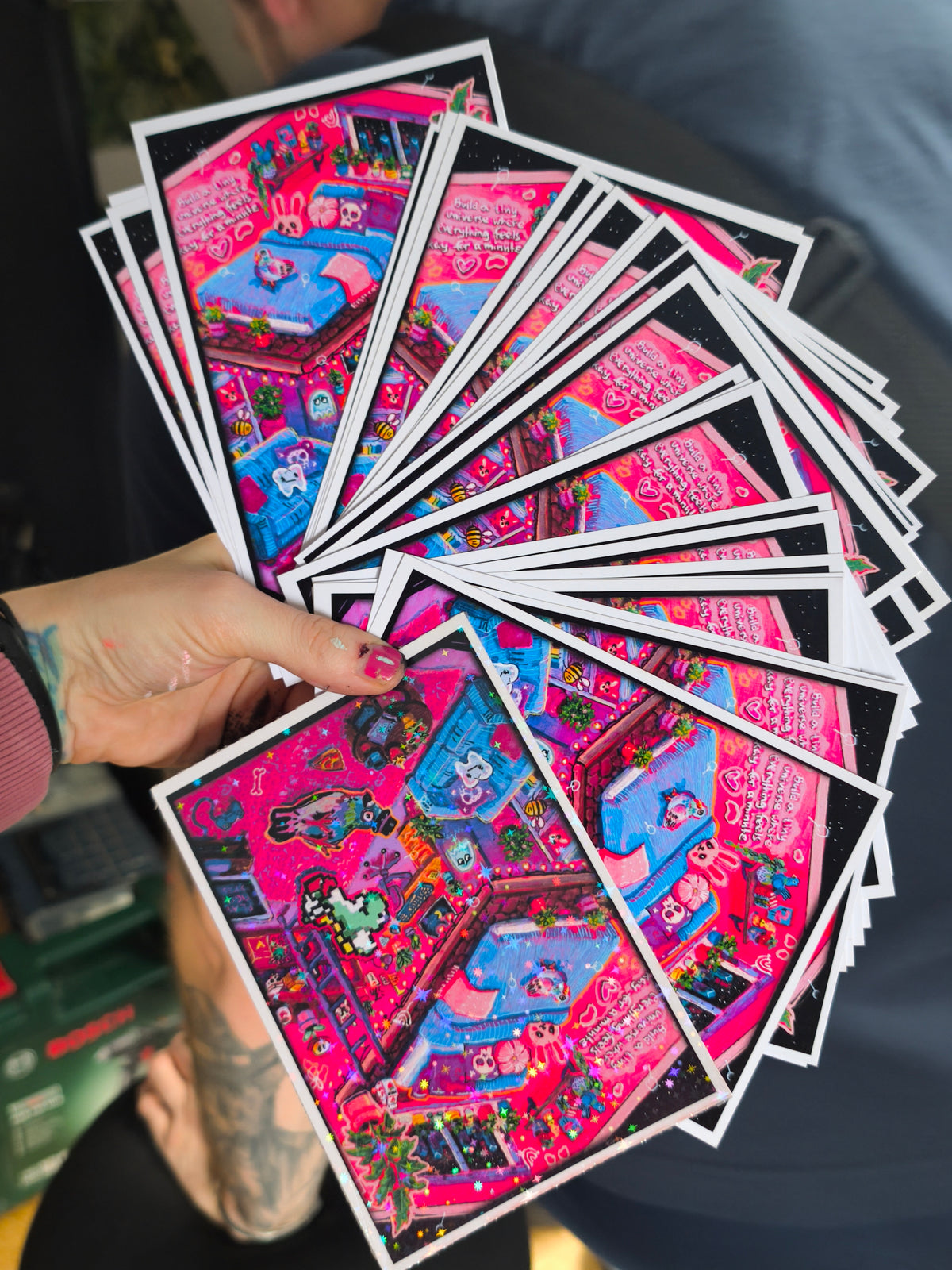Many small original oil paintings on postcards by Paintranger
