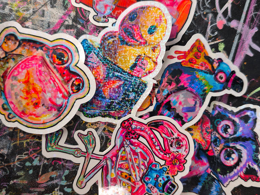 Handmade Glitter Sticker Pack – 6 Stickers