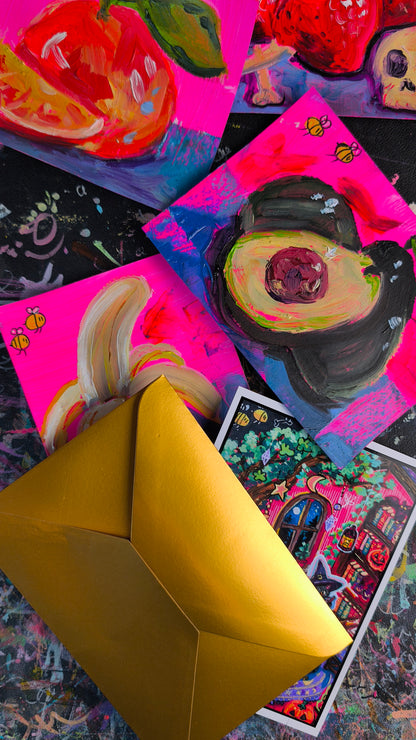 Original oil paintings on A6 postcards by Paintranger