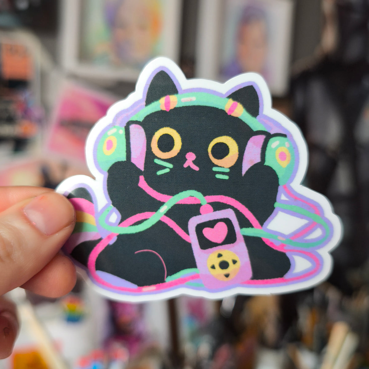 Headphone Cat Sticker without glitter