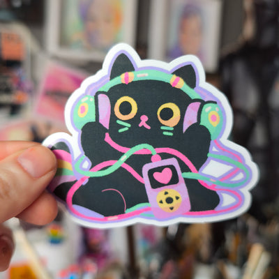 Headphone Cat Sticker without glitter