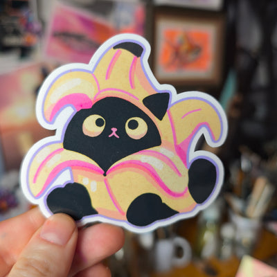 Banana Cat Sticker without glitter