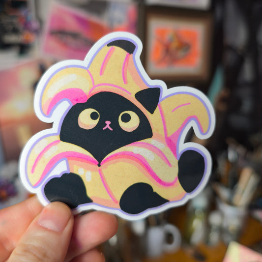 Banana Cat Sticker without glitter