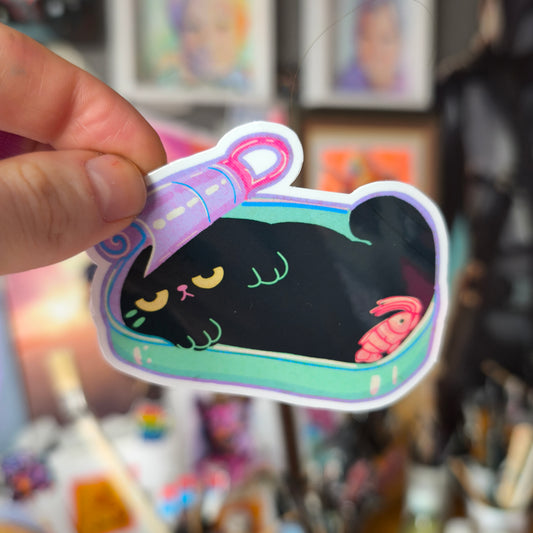 Sardine Tin Cat Sticker without glitter