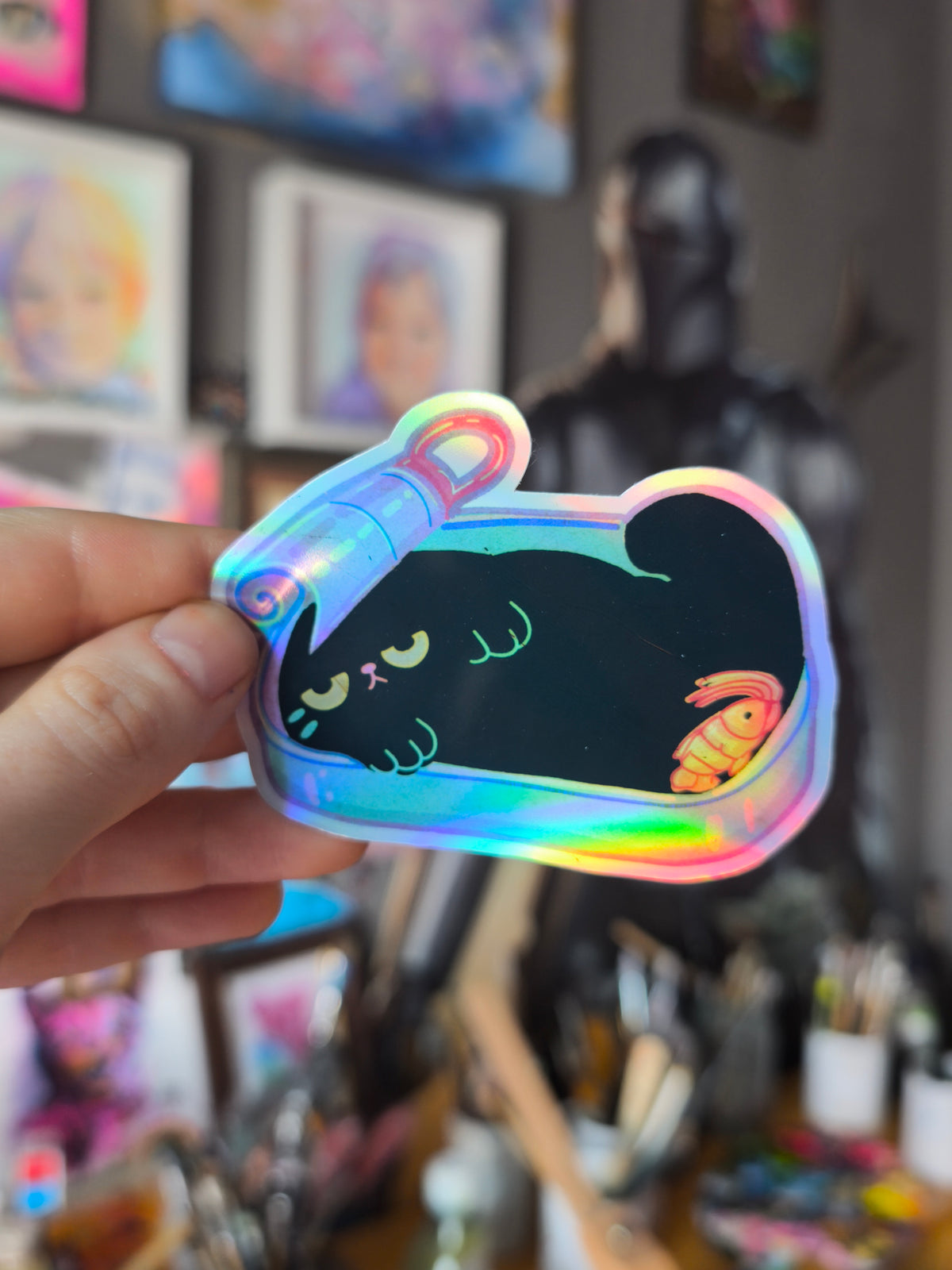 Sardine Tin Cat Sticker – holographic / holografisch