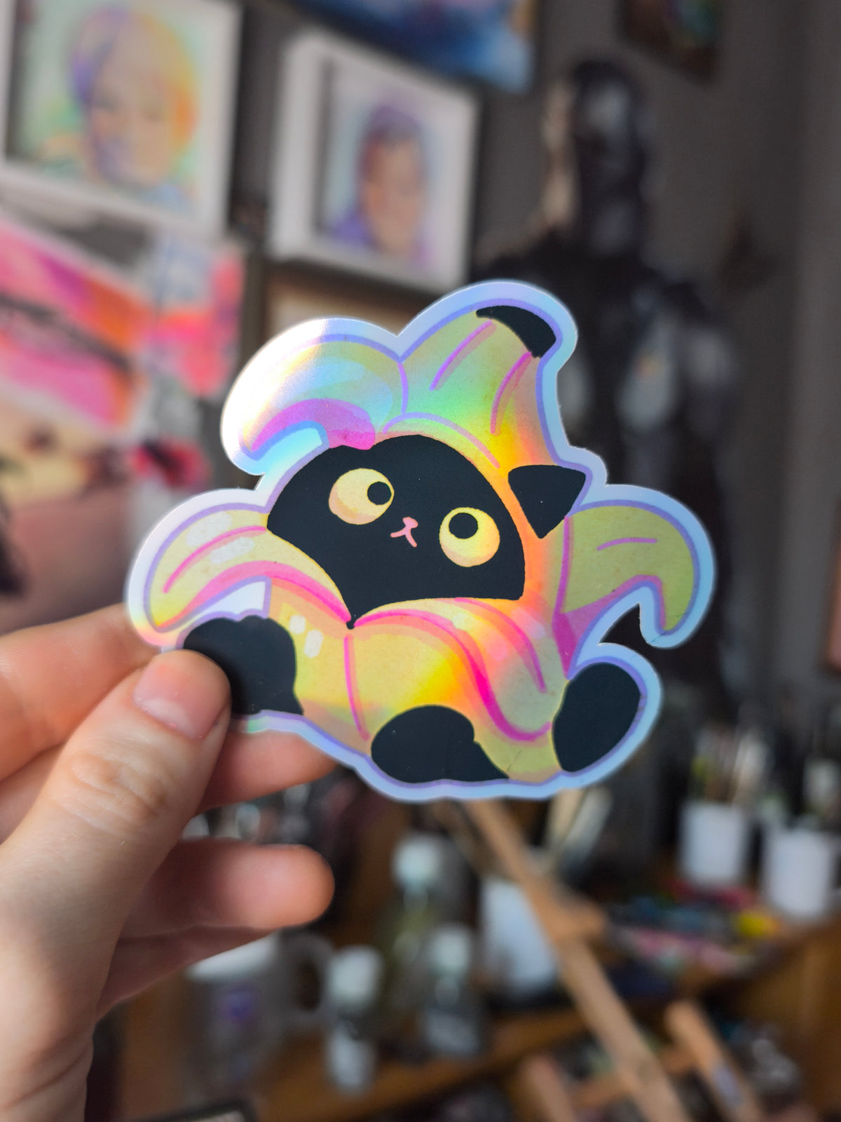 Banana Cat Sticker – holographic / holografisch