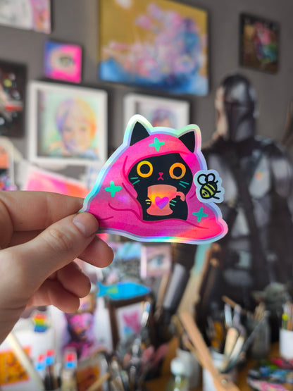 Cosy Cat Sticker – holographic / holografisch