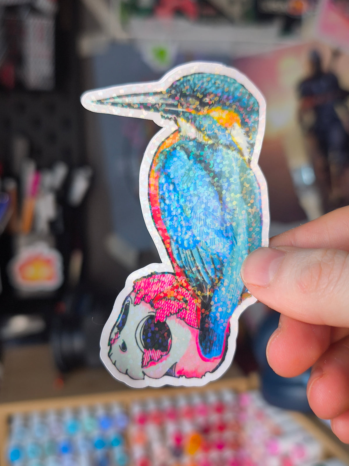 Kingfisher Sticker – glitter / Glitzer
