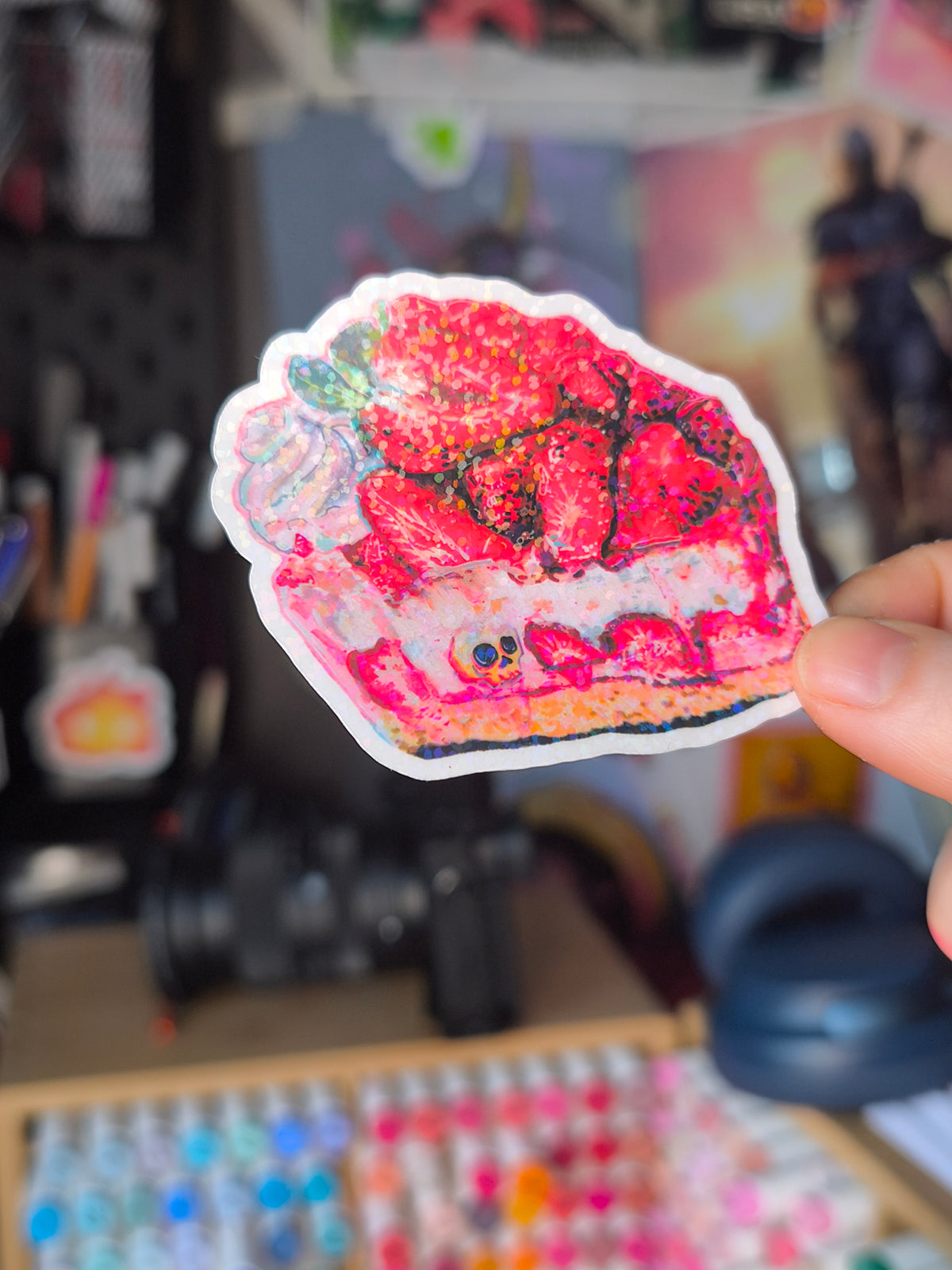 Strawberry Cake Sticker – glitter / Glitzer