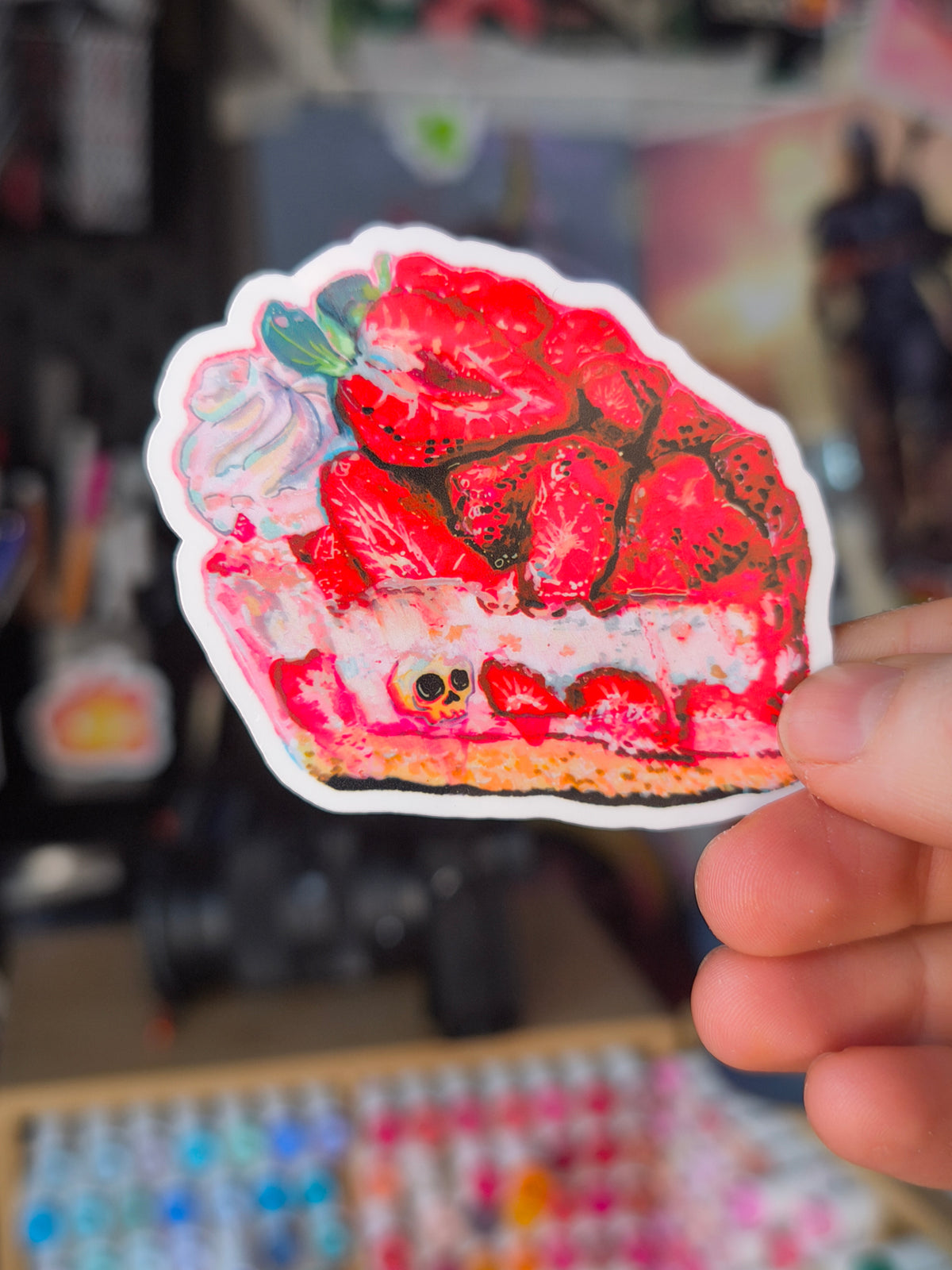 Strawberry Cake Sticker – laminated / laminiert