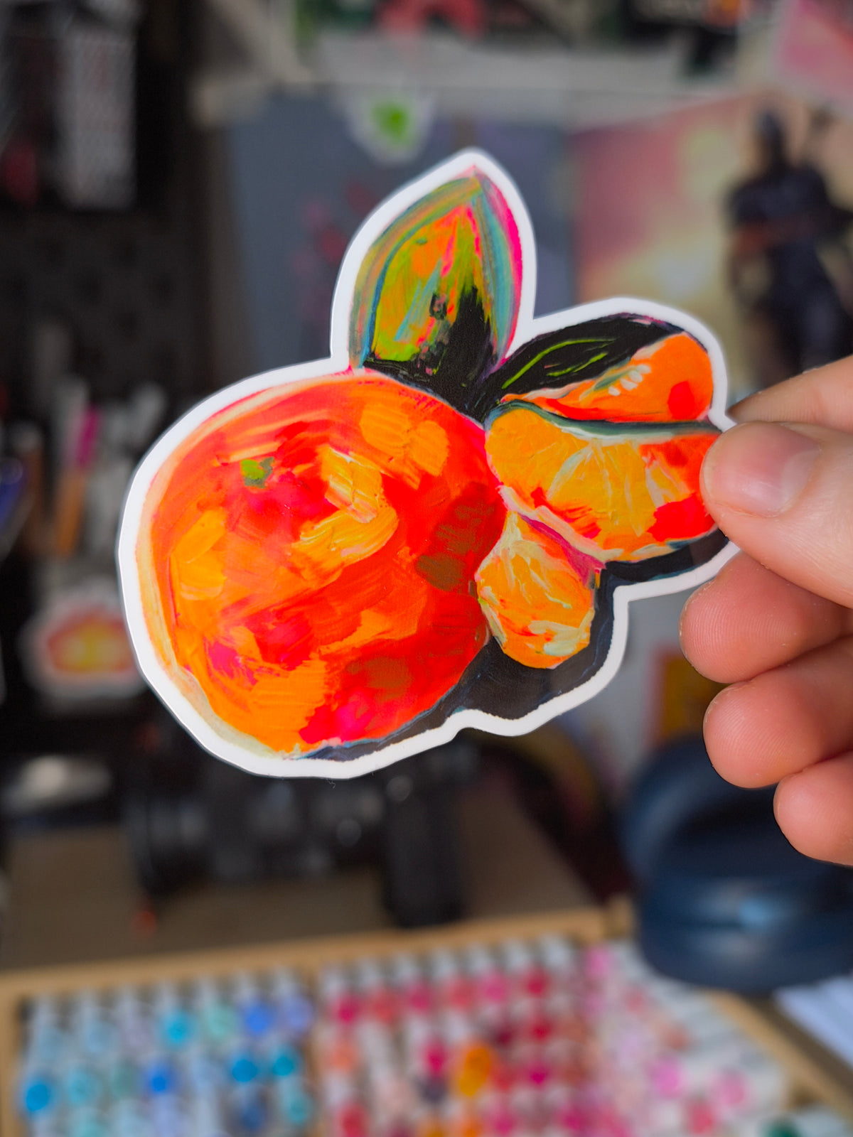 Orange Sticker – laminated / laminiert