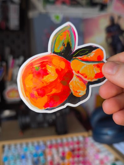 Orange Sticker – laminated / laminiert
