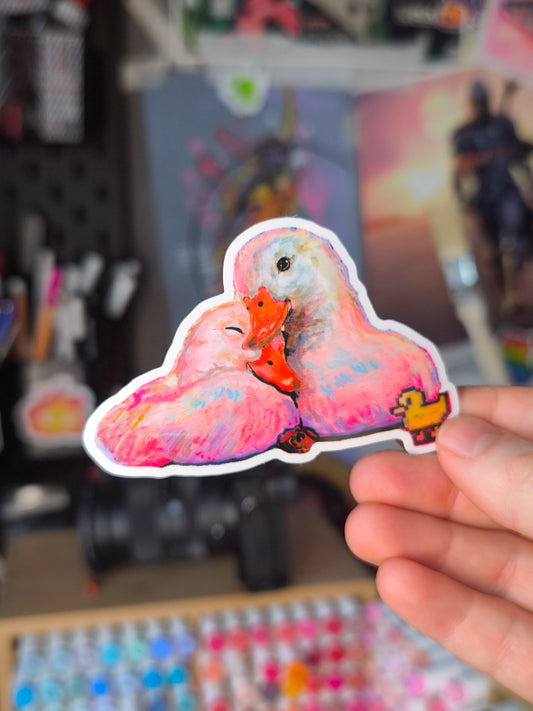 Duck Couple Sticker – laminated / laminiert