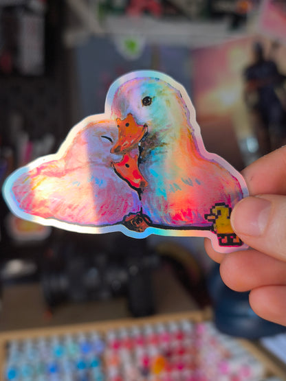 Duck Couple Sticker – holographic / Holo