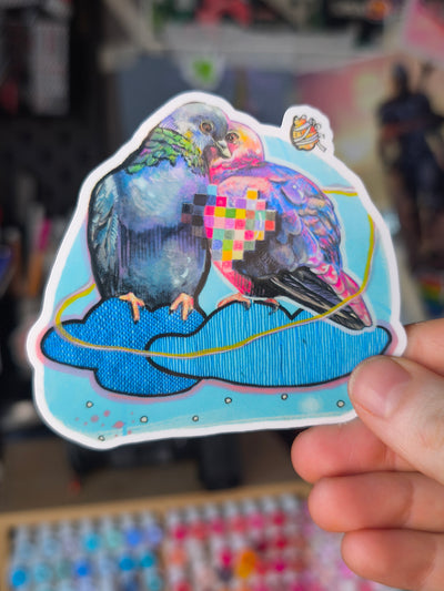 Pigeon Couple Sticker – laminated / laminiert