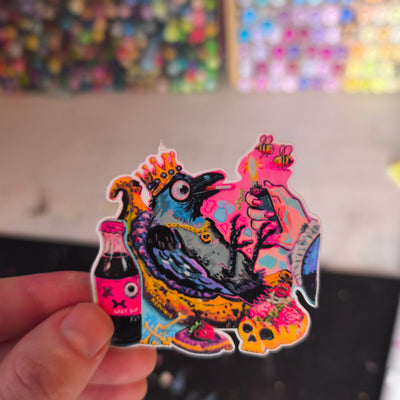 Banana Raven Sticker – Laminated / Rabe mit Banane · Sticker – Laminiert
