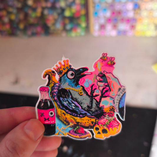 Banana Raven Sticker – Laminated / Rabe mit Banane · Sticker – Laminiert