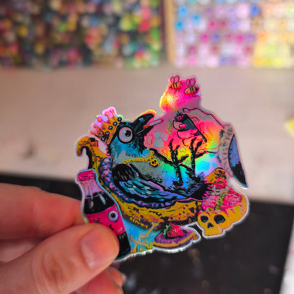Banana Raven Sticker – Holo / Rabe mit Banane · Sticker – Holo