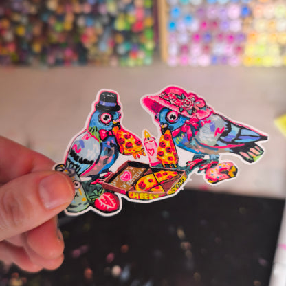 Pizza Pigeons Sticker – Laminated / Pizza-Tauben · Sticker – Laminiert