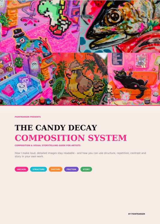 The Candy Decay Composition System, a digital composition and visual storytelling guide for artists by Paintranger.