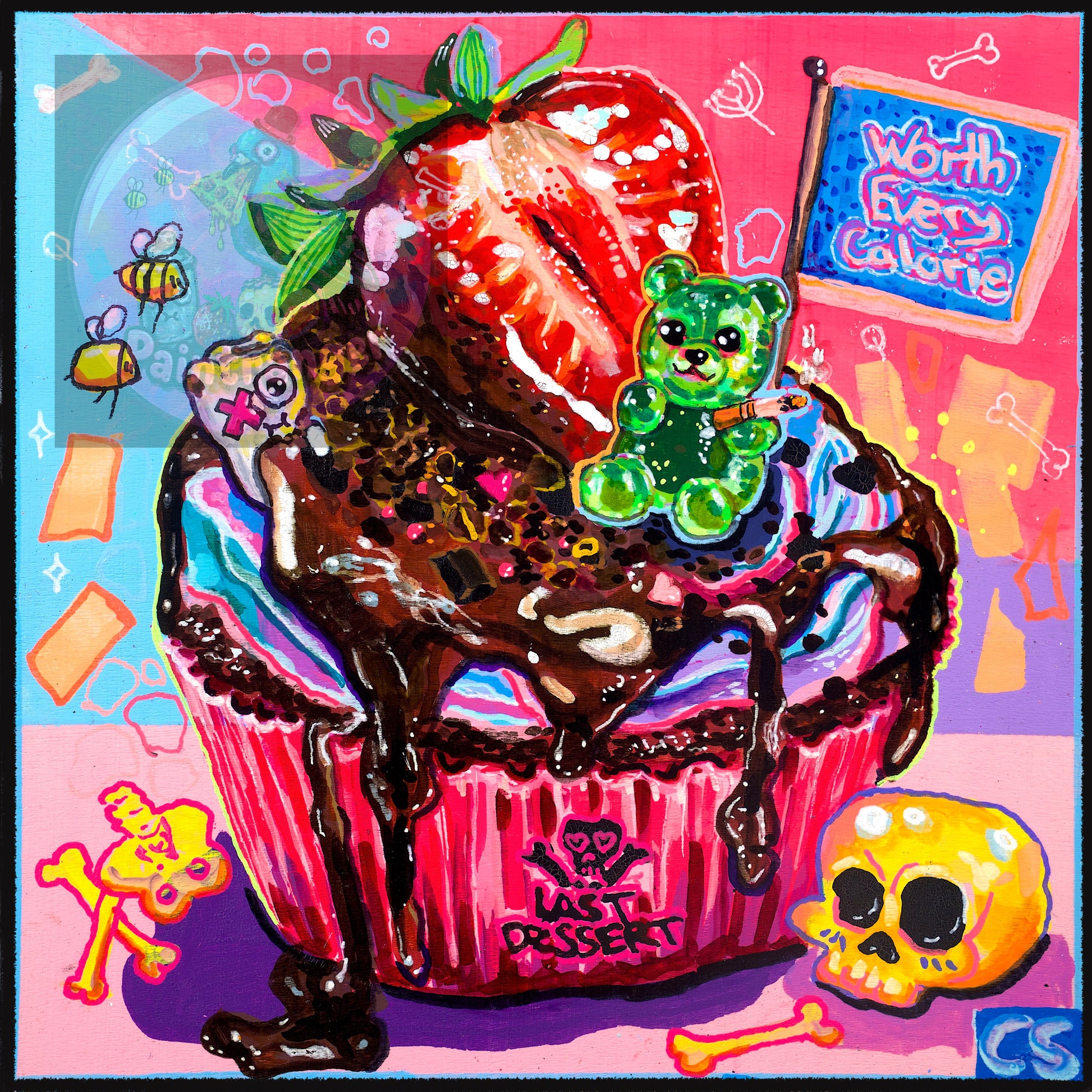 The Last Dessert printable art by Paintranger, surreal colorful Candy Decay dessert imagery about pleasure and endings.