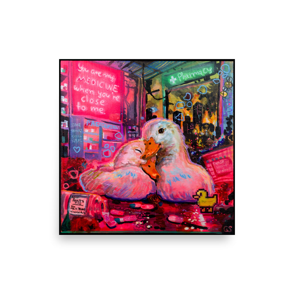 You Are My Medicine duck couple poster, 16x16 inch size