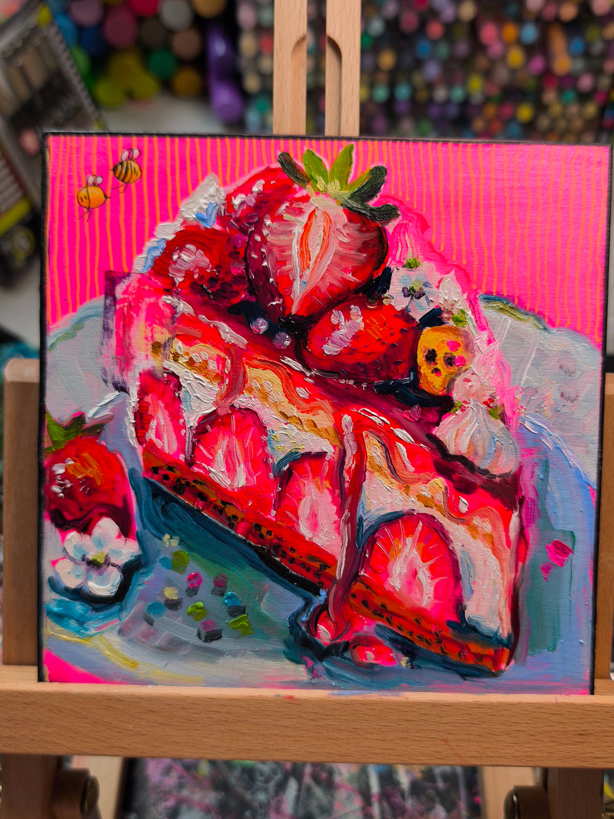 Strawberry Tarte No. 06 original oil painting detail