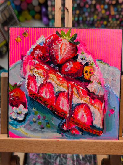 Strawberry Tarte No. 06 original oil painting detail